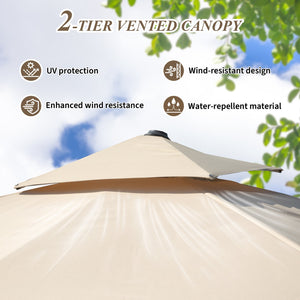 English Elm 9'x 11' Rectangle Cantilever Umbrella with Reinforced 9-Rib Frame, 360° Pedal Rotation, Tilt Adjustment Beige W1859P337795