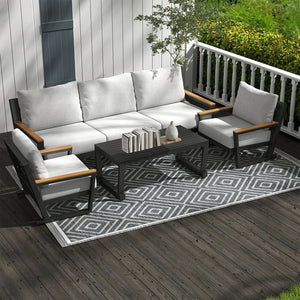 English Elm Aluminum 5-Seat Outdoor Sectional Sofa Set with Coffee Table, Waterproof Olefin Cushions, Grey Modern W2775S00013