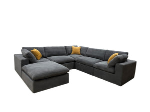 English Elm Coffee Bean Basket Weave Modular Sectional Foam Compressed with Toss Pillows Included Light Gray B2748S00069