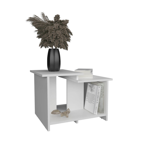 English Elm Weman modern 23.6" coffee table with open lower shelf, compact durable particleboard design for tidy spaces White 14.3 L x 56 W x 9 H B070P254772