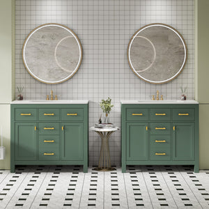 English Elm 72'' Modern Bathroom Vanity Set With Ceramic Sink, Ample Storage, Solid Wood Frame & Green Finish N710SS00011F