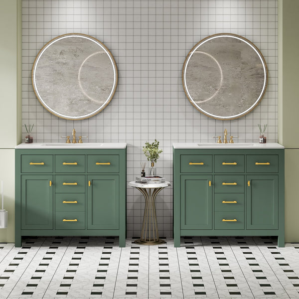 English Elm 72'' Modern Bathroom Vanity Set With Ceramic Sink, Ample Storage, Solid Wood Frame & Green Finish N710SS00011F