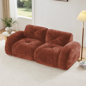 English Elm 2-seater Tufted Velvet Cloud Sofa Frameless High Density Foam Retro Luxe Living Room Red W714P387019