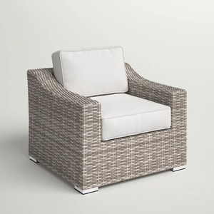 English Elm Fully Assembled Patio Chair with Cushions - Ergonomic Wicker Lounge, Plush Water-Repellent Fabric, Reclining Comfort Grey Mix B120P205858