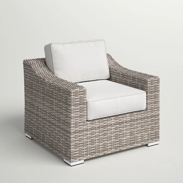 English Elm Fully Assembled Patio Chair with Cushions - Ergonomic Wicker Lounge, Plush Water-Repellent Fabric, Reclining Comfort Grey Mix B120P205858