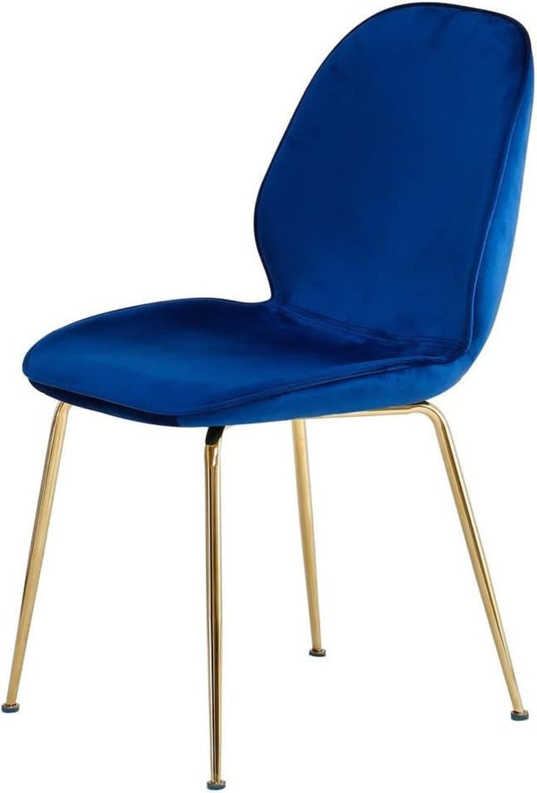 English Elm Velvet Mid-century Dining Chairs with Gold Legs Navy Set for Elegant Rooms B011P446641