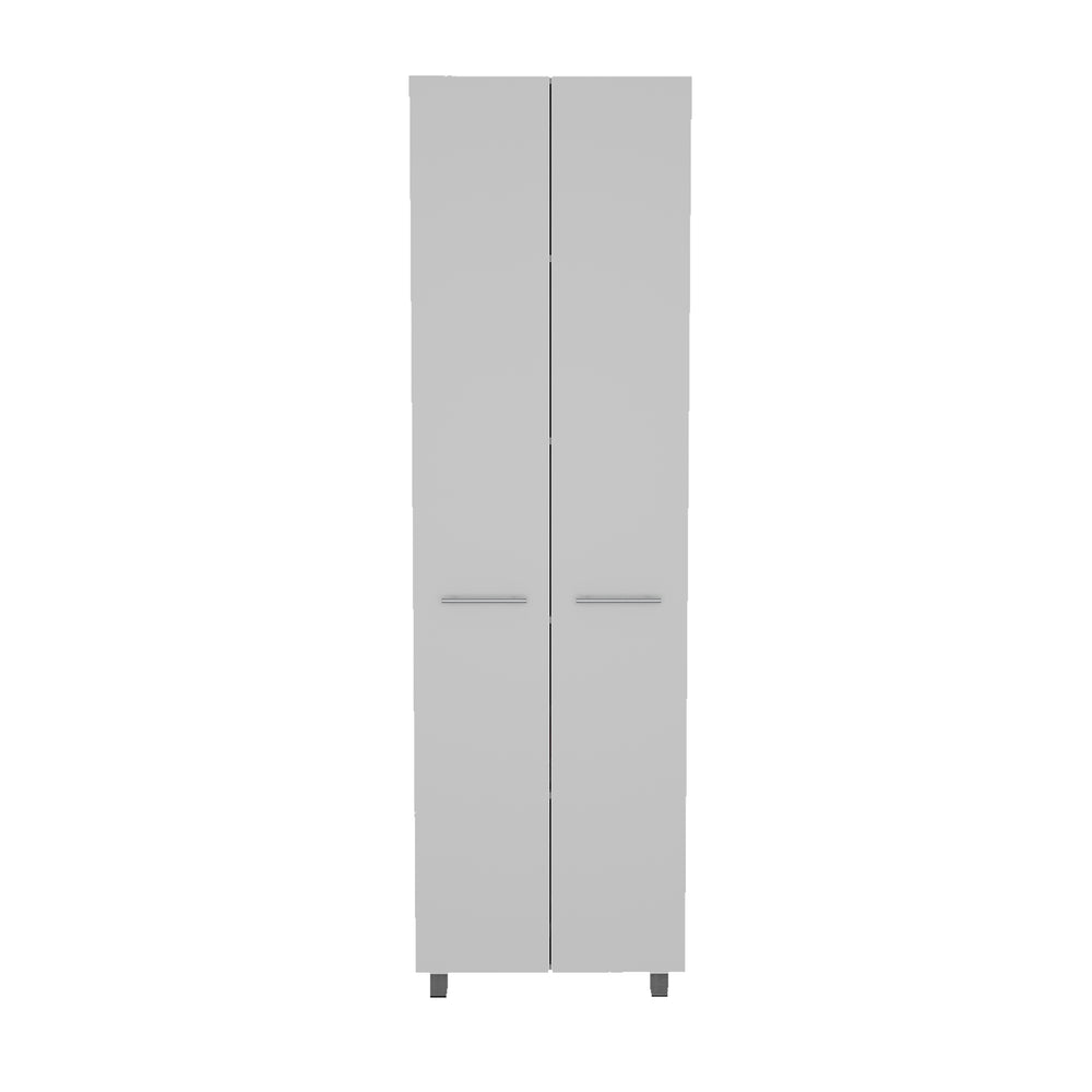 English Elm Pensacola, White Double Door Pantry Cabinet 78" High with Five 14.5" Shelves, Particle Board Storage B128S00142