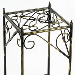 English Elm 20.67" Elegant Lattice Square Cast Metal Plant Stand in Black/Gold — Durable Powder Coat Finish, Fully Assembled, 11x11x20.5" B072115988