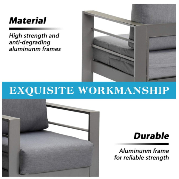 English Elm 2-pack Outdoor Cast Aluminum Armchairs with Uv Resistant Olefin Cushions for Patio Gray+Gray B082P454995