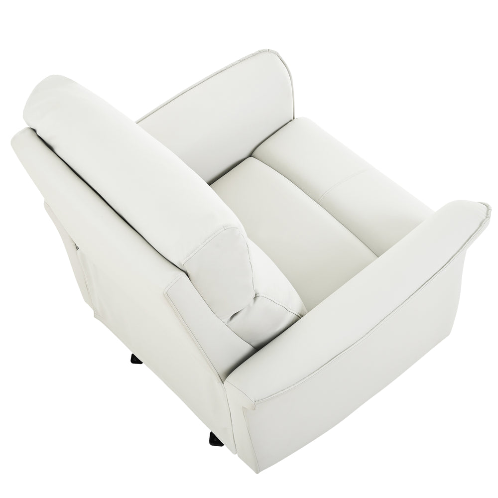 English Elm Manual Rocker Recliner Chair In Soft Pu Leather - Space-Saving Comfort For Nurseries & Living Rooms W1028S00048