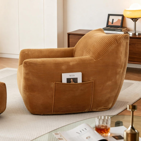 English Elm Bean Bag Chair with Armrests Shredded Foam Fill Oversized Lounge Seat for Adults Brown W5385P433252