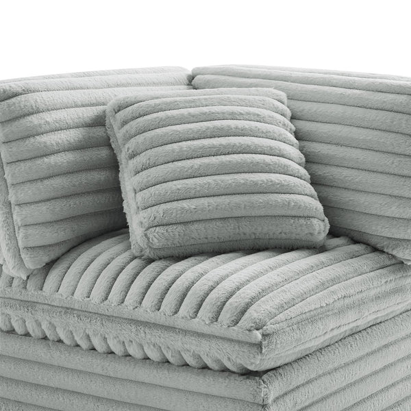 English Elm Jenny Modular 3-Piece Chofa Gray Plush Cord-Like Polyester, Down-Blend Cushions, Configurable Comfort B050S00020