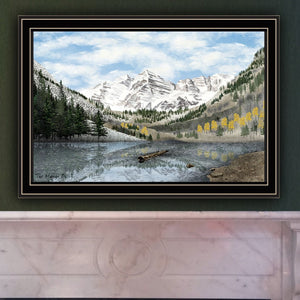 English Elm Trendy Decor 4u Maroon Bells Framed Landscape Print Colorado Mountain Wall Art B067P256650