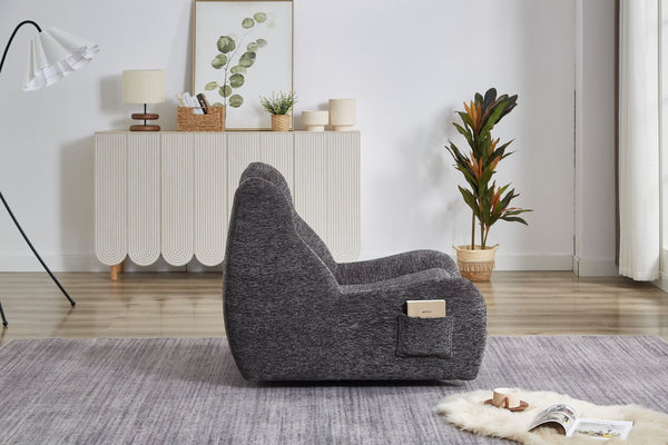 English Elm Bean Chenille Oversized Armrest Bean Bag Chair for Adults - Ergonomic 35D Sponge Comfort Sofa W3434P346412