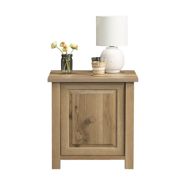 English Elm Night Stand - Rustic Brown Compact Storage Solution With Reversible Door, Ideal For Small Spaces B356P367971