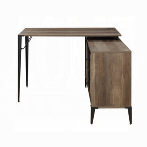 English Elm Rustic Oak Desk with Sliding Barn Door, Spacious 48" Work Surface, Cord Management & Black Metal Legs B062P209220
