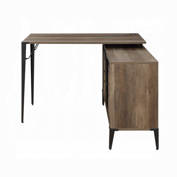 English Elm Rustic Oak Desk with Sliding Barn Door, Spacious 48" Work Surface, Cord Management & Black Metal Legs B062P209220