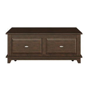 English Elm Transitional Lift Top Coffee Table Birch Veneer Cherry Finish with Two Storage Drawers B011P459303