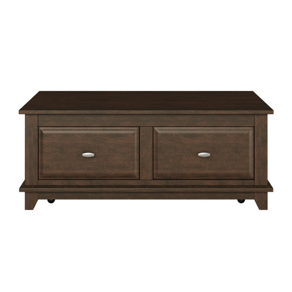 English Elm Transitional Lift Top Coffee Table Birch Veneer Cherry Finish with Two Storage Drawers B011P459303
