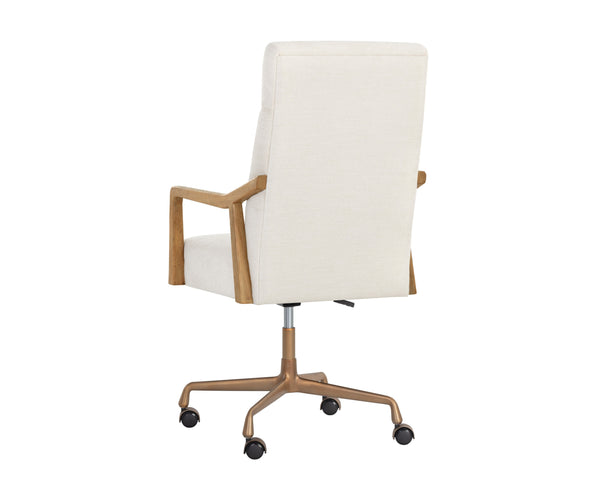 Sunpan Collin Office Chair - Stylish Bovine Leather with Elegant Iron Frame for Modern Workspace Comfort Natural / Heather Ivory Tweed