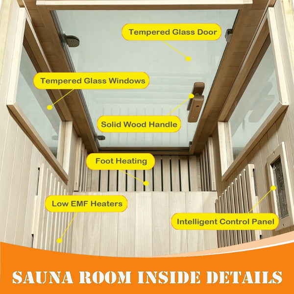 English Elm 1 Person Far Infrared Home Sauna with Okoume Wood Carbon Fiber Panels and Bluetooth Audio W3973P404828
