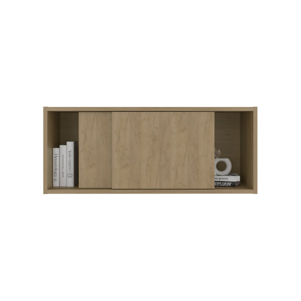 English Elm Slana Wall Mounted Cabinet with Sliding Doors Natural Oak Finish for Home Office B097P474309