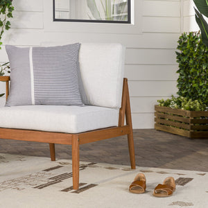 English Elm Walker Edison - Modern Outdoor Spindle Style Left Arm Sectional Brown - Eucalyptus Wood, Linen Cushions, Weather-Resistant, RTA B185P326698