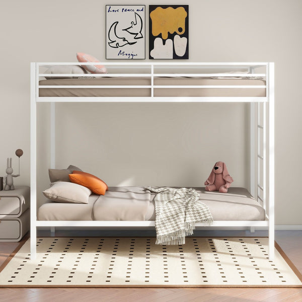 English Elm Metal Twin Over Full Bunk Bed Steel Frame with Guardrails for Kids or Guest Rooms B016P469269