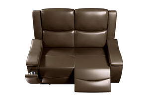 English Elm Recliner Plush 3-Seat Manual Sofa with Hidden Cup Holders, Headrest Support for Ultimate Comfort and Style Camel 60 L x 31 W x 26 H B089P240489