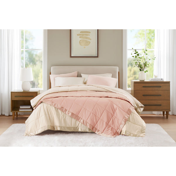 JLA Home Madison Park - Lightweight down-alternative blanket with satin trim, moisture-wicking, OEKO-TEX certified comfort Cream MP51-540