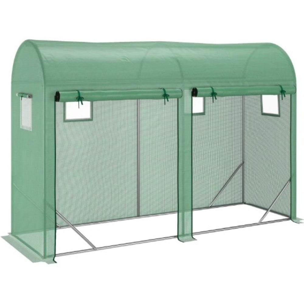 English Elm Greenhouse,walk-in Lean-to Steel Frame Garden Shelter with Mesh Vents and Uv Pe Cover T3971P422248