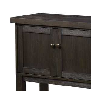 English Elm Distressed Walnut Server with 3 Doors, 1 Shelf, Square Wooden Legs, Classic Clean-Lined Storage Elegance B062P215509