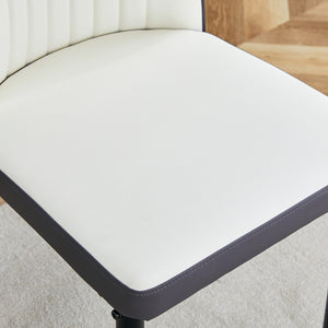 English Elm 4 Modern Dining Chair Set – Stylish White & Grey High-Back Pu Chairs With Sturdy Black Legs, 4-Pack W1151P192238