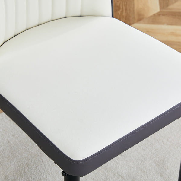 English Elm 4 Modern Dining Chair Set – Stylish White & Grey High-Back Pu Chairs With Sturdy Black Legs, 4-Pack W1151P192238