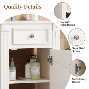 English Elm 18-inch French Country Freestanding Bathroom Vanity Rubberwood Cabinet with Ceramic Sink White N710P371187K