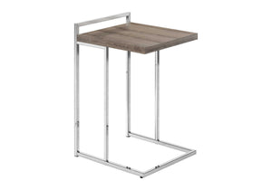 English Elm Accent Table - Contemporary C-Shaped Side Table With Chrome Base For Living Room & Bedroom Use B2710P219377