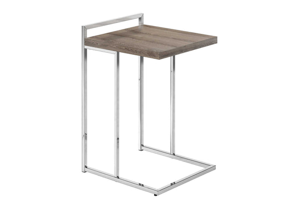 English Elm Accent Table - Contemporary C-Shaped Side Table With Chrome Base For Living Room & Bedroom Use B2710P219377