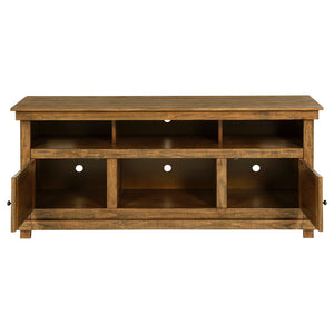 English Elm Castleton Farmhouse Pine Media Console with Six Compartments for Living Room Entertainment Distressed Brown B062P448015