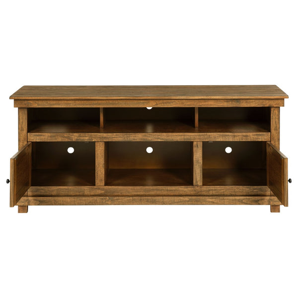 English Elm Castleton Farmhouse Pine Media Console with Six Compartments for Living Room Entertainment Distressed Brown B062P448015