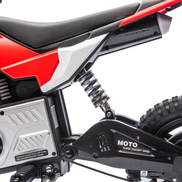 English Elm 24v Kids Electric Motocross Motorcycle 200w Hub Motor Suspension Led Bluetooth Audio Red W1578P225050