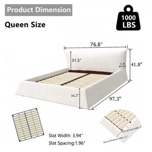 English Elm Queen Size Upholstered Platform Bed With Luxurious Velvet Headboard & Sturdy Solid Wood Frame W1885S00125-GIGA