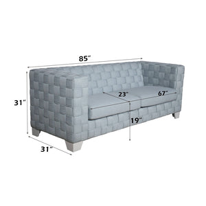 English Elm Saree Teal Chenille Sofa with White Legs Tailored Tight Back for Modern Living Rooms B2726P453250
