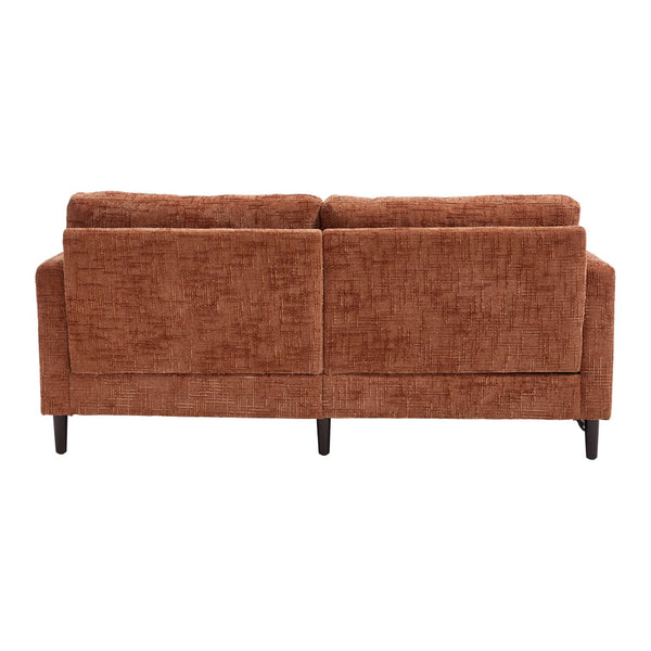 English Elm Modern chenille 2-seater sofa with LED lighting, USB charging, storage pocket, sturdy wood legs Orange W395P318543