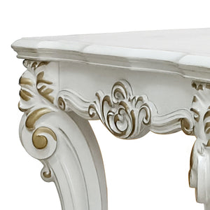 English Elm Antique Pearl Square End Table with Scrolled Legs, Durable Poplar Veneer Accent Table for Living Room Decor B062P186429