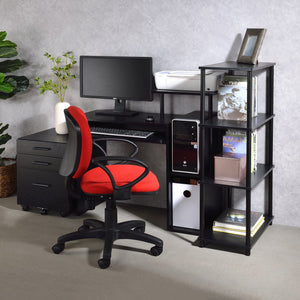English Elm Black Computer Desk with Keyboard Tray, Open Shelving and Compact Storage for Efficient Home Office Use B062P184532