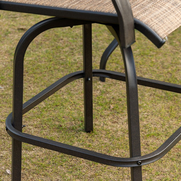 English Elm Outsunny Set Of 2 Stylish Swivel Bar Stools With Armrests For Outdoor Comfort & Durability, Brown W2225P174460-GIGA