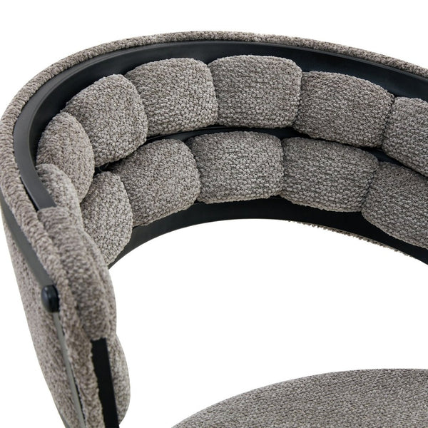 English Elm Set of 2 Chenille Tufted Dining Chairs with Metal Legs Modern Kitchen Seating Black,Gray W3875P370854