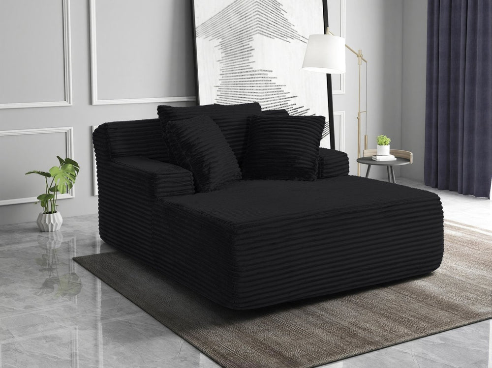 English Elm 66-inch Corduroy Sleeper Lounge Chair Oversized Foam Sofa Bed for Living Room Studio Black W5527P461213