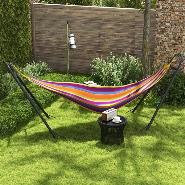 English Elm Outsunny Portable Hammock Stand For 2, Adjustable Steel Frame, 550 Lbs Capacity, Indoor/Outdoor Use W2225P174056-GIGA