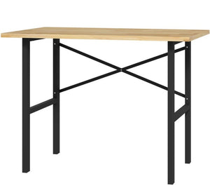 English Elm Garage Workbench with Solid Wood Surface and Powder Coated Steel X Brace Base T3971P412487